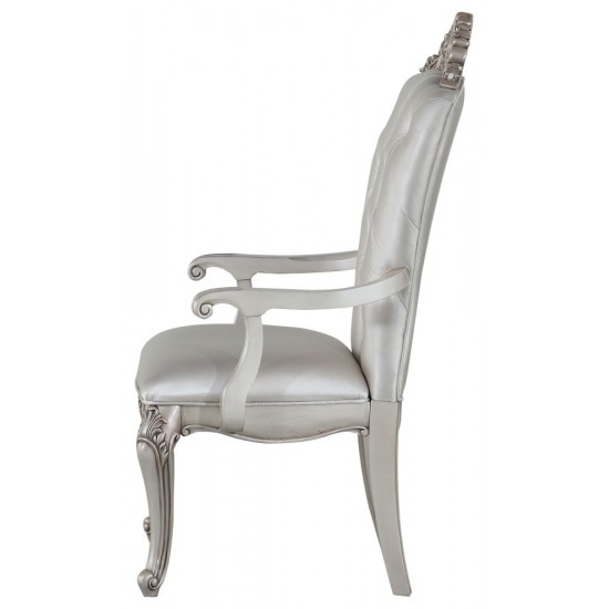 ACME Gorsedd Arm Chair (Set-2), Cream Fabric & Antique White