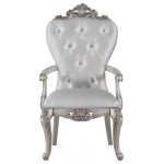 ACME Gorsedd Arm Chair (Set-2), Cream Fabric & Antique White