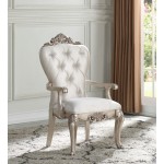 ACME Gorsedd Arm Chair (Set-2), Cream Fabric & Antique White