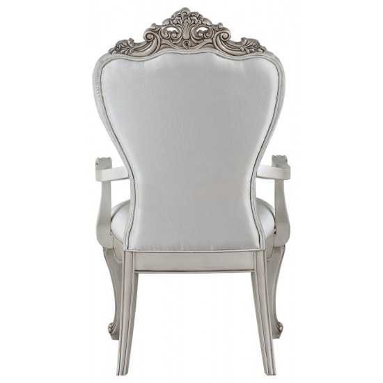 ACME Gorsedd Arm Chair (Set-2), Cream Fabric & Antique White