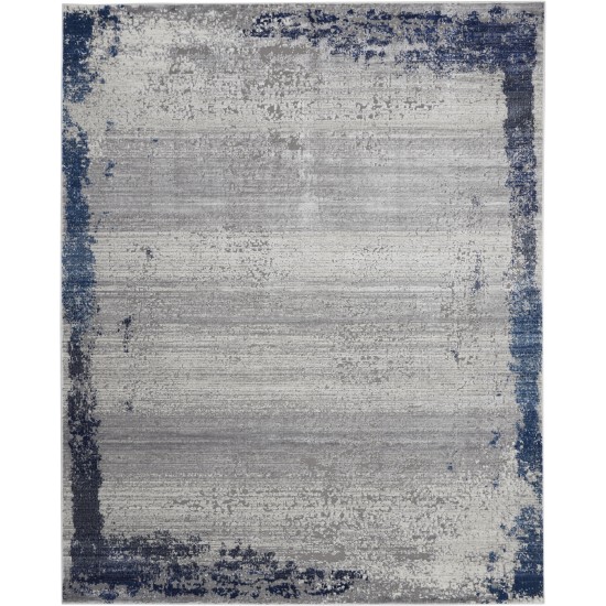 Nourison Etchings ETC01 Area Rug, Grey/Navy, 8' x 10'