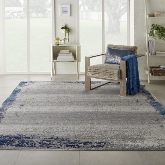 Nourison Etchings ETC01 Area Rug, Grey/Navy, 8' x 10'