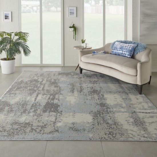 Nourison Etchings ETC02 Area Rug, Grey/Light Blue, 8' x 10'