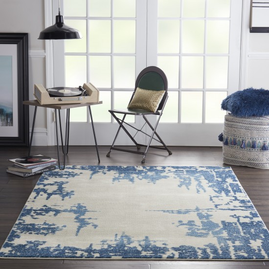 Nourison Etchings ETC04 Area Rug, Ivory/Blue, 4' x 6'