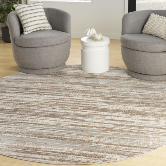 Nourison Elation ETN01 Area Rug, Ivory/Grey, 7'10" x Round