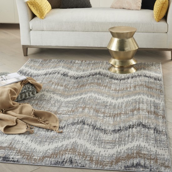 Nourison Elation ETN04 Area Rug, Grey/Ivory, 4' x 6'