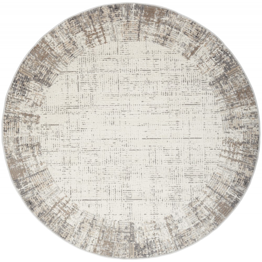 Nourison Elation ETN05 Area Rug, Ivory/Grey, 5'3" x Round