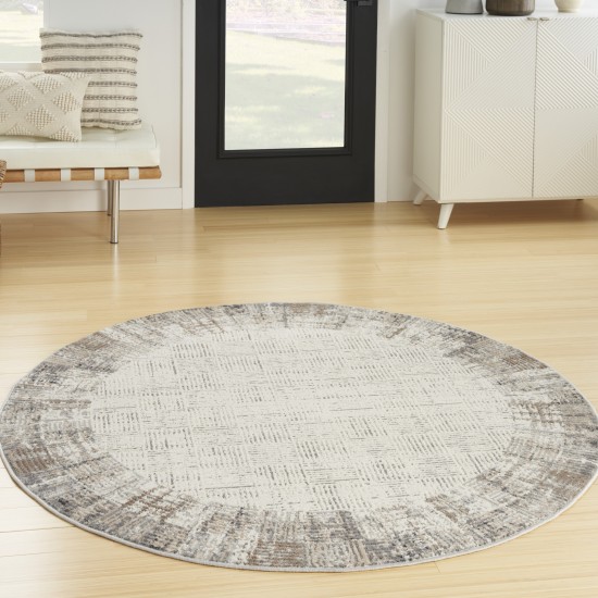 Nourison Elation ETN05 Area Rug, Ivory/Grey, 5'3" x Round