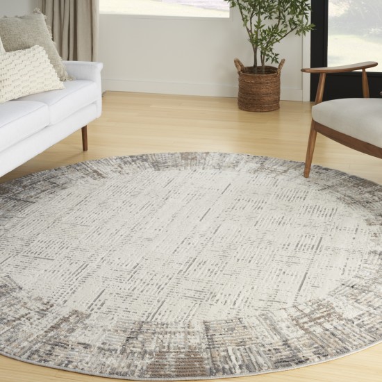 Nourison Elation ETN05 Area Rug, Ivory/Grey, 7'10" x Round