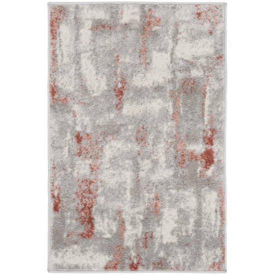 Nourison Elation ETN06 Area Rug, Grey/Brick, 2' x 3'