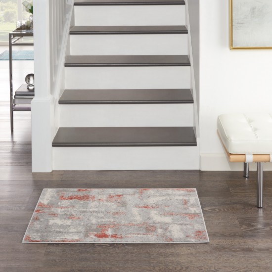 Nourison Elation ETN06 Area Rug, Grey/Brick, 2' x 3'