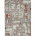 Nourison Elation ETN06 Area Rug, Grey/Brick, 5'3" x 7'3"