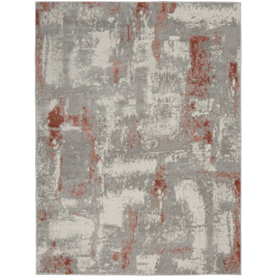 Nourison Elation ETN06 Area Rug, Grey/Brick, 5'3" x 7'3"