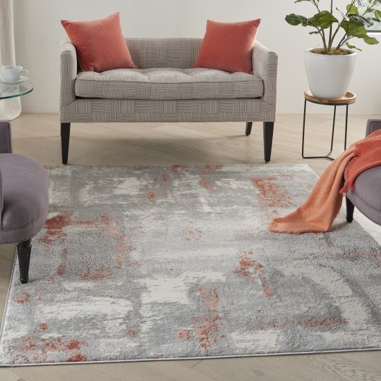 Nourison Elation ETN06 Area Rug, Grey/Brick, 5'3" x 7'3"