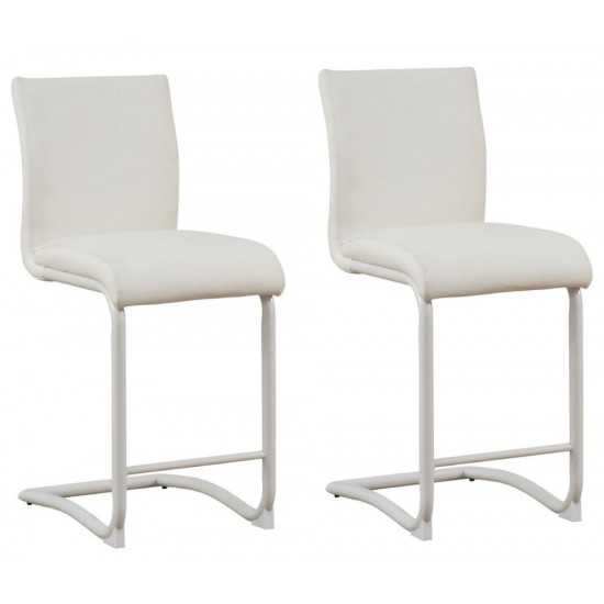 ACME Gordie Counter Height Chair (Set-2), White PU, 24" Seat Height