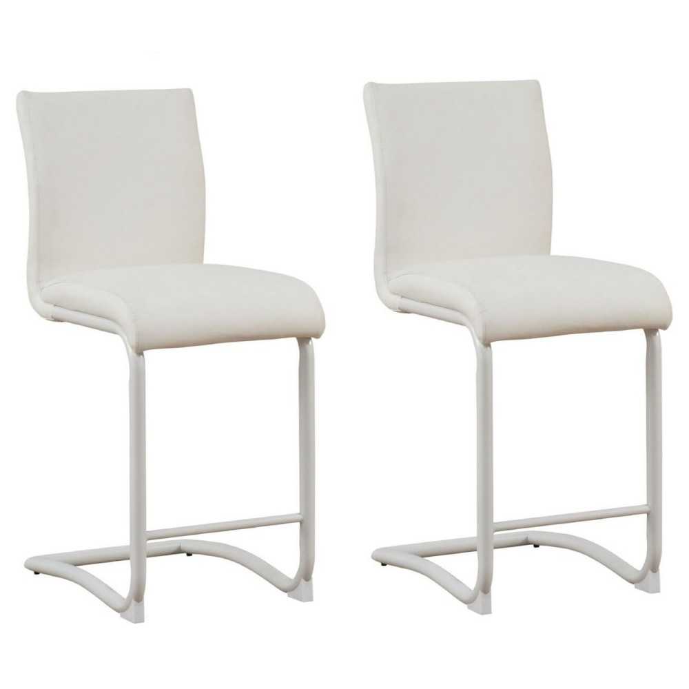 ACME Gordie Counter Height Chair (Set-2), White PU, 24" Seat Height