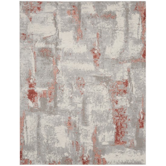 Nourison Elation ETN06 Area Rug, Grey/Brick, 9' x 12'