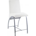 ACME Gordie Counter Height Chair (Set-2), White PU & Chrome, 24" Seat Height