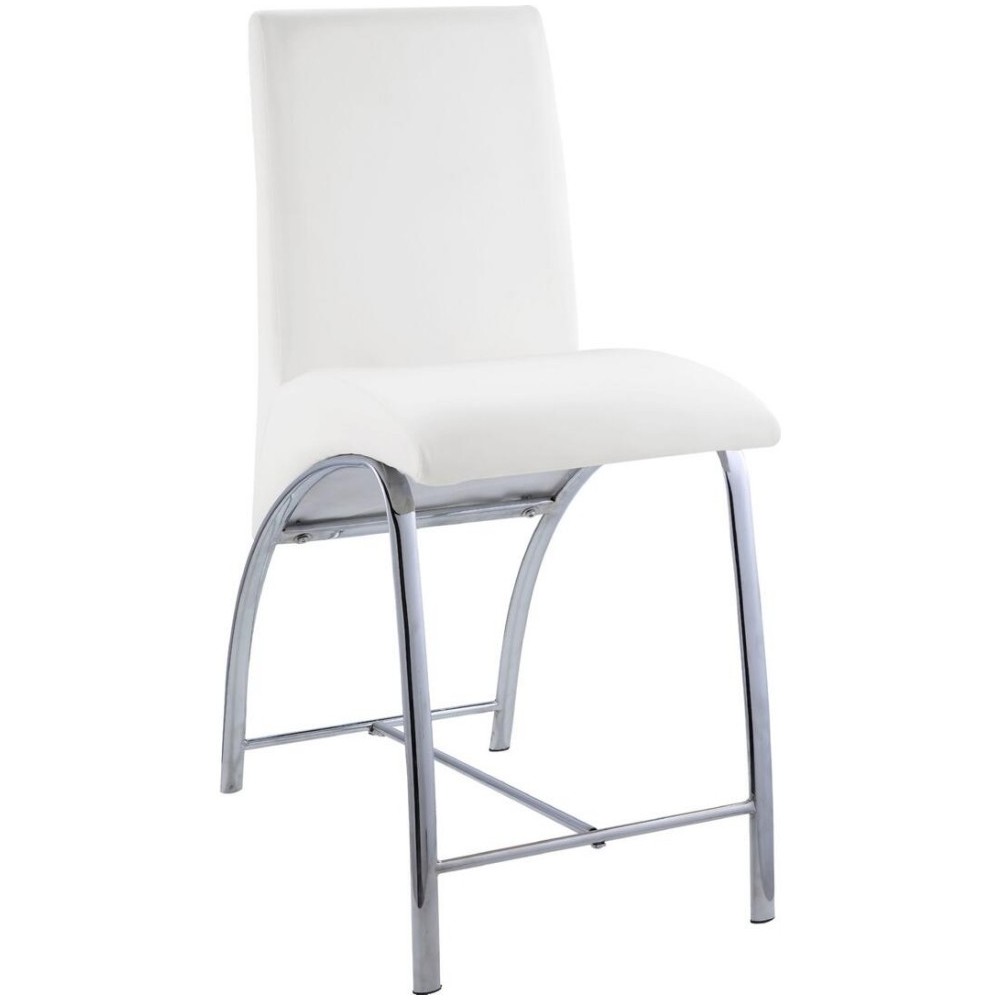 ACME Gordie Counter Height Chair (Set-2), White PU & Chrome, 24" Seat Height