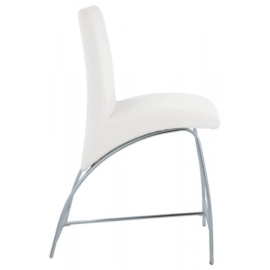 ACME Gordie Counter Height Chair (Set-2), White PU & Chrome, 24" Seat Height