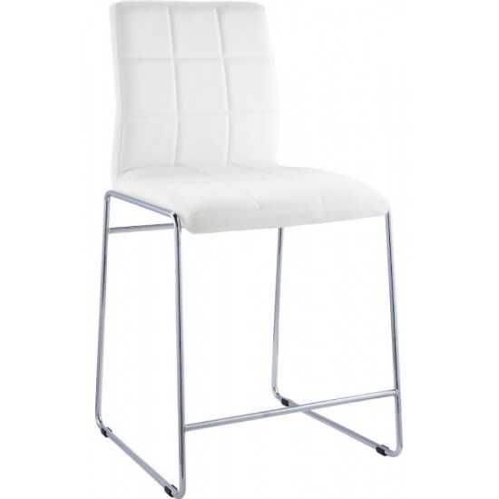 ACME Gordie Counter Height Chair (Set-2), White PU & Chrome, 24" Seat Height