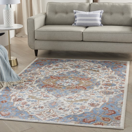 Nourison Elation ETN09 Area Rug, Ivory/Blue, 4' x 6'