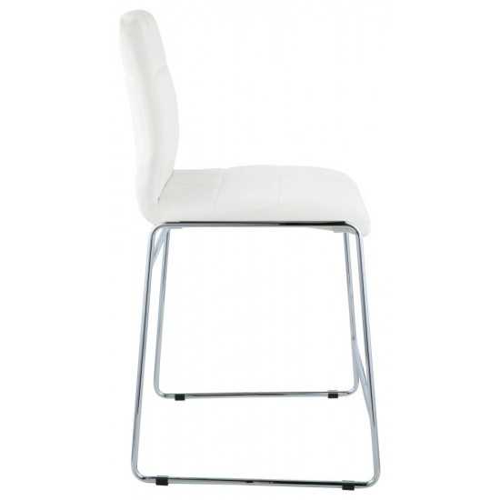 ACME Gordie Counter Height Chair (Set-2), White PU & Chrome, 24" Seat Height