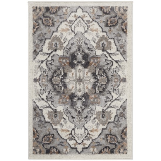 Nourison Elation ETN09 Area Rug, Ivory/Grey, 2' x 3'