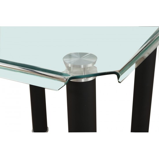 ACME Gordie Counter Height Table, Black & Clear Glass