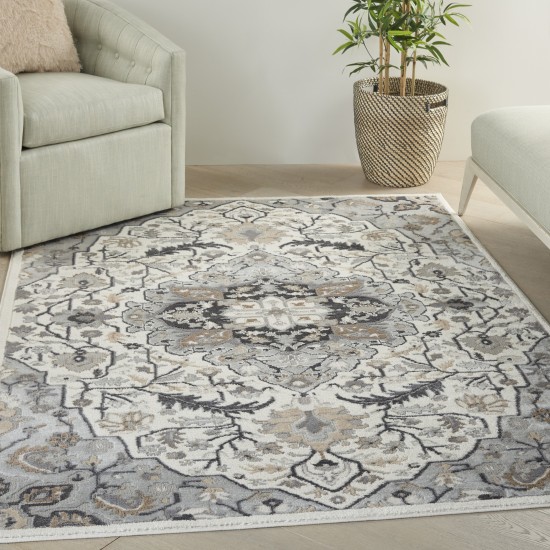 Nourison Elation ETN09 Area Rug, Ivory/Grey, 4' x 6'