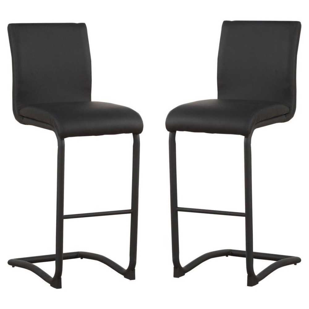 ACME Gordie Counter Height Chair (Set-2), Black PU, 24" Seat Height