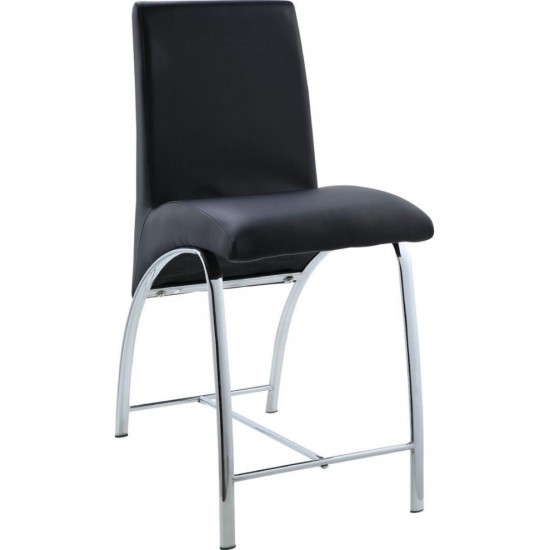 ACME Gordie Counter Height Chair (Set-2), Black PU & Chrome, 24" Seat Height