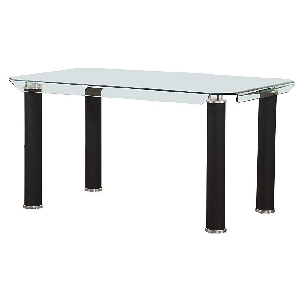 ACME Gordie Dining Table, Black & Clear Glass