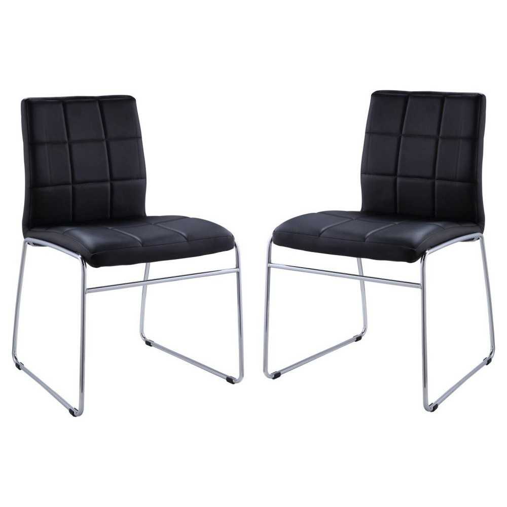 ACME Gordie Side Chair (Set-2), Black PU & Chrome