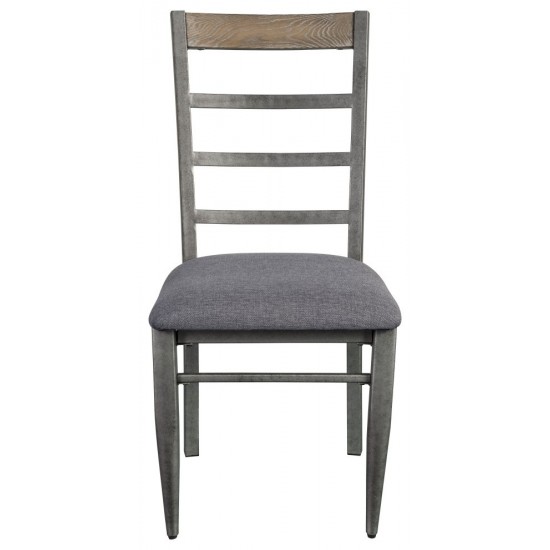 ACME Ornat Side Chair (Set-2), Gray Fabric & Antique Gray