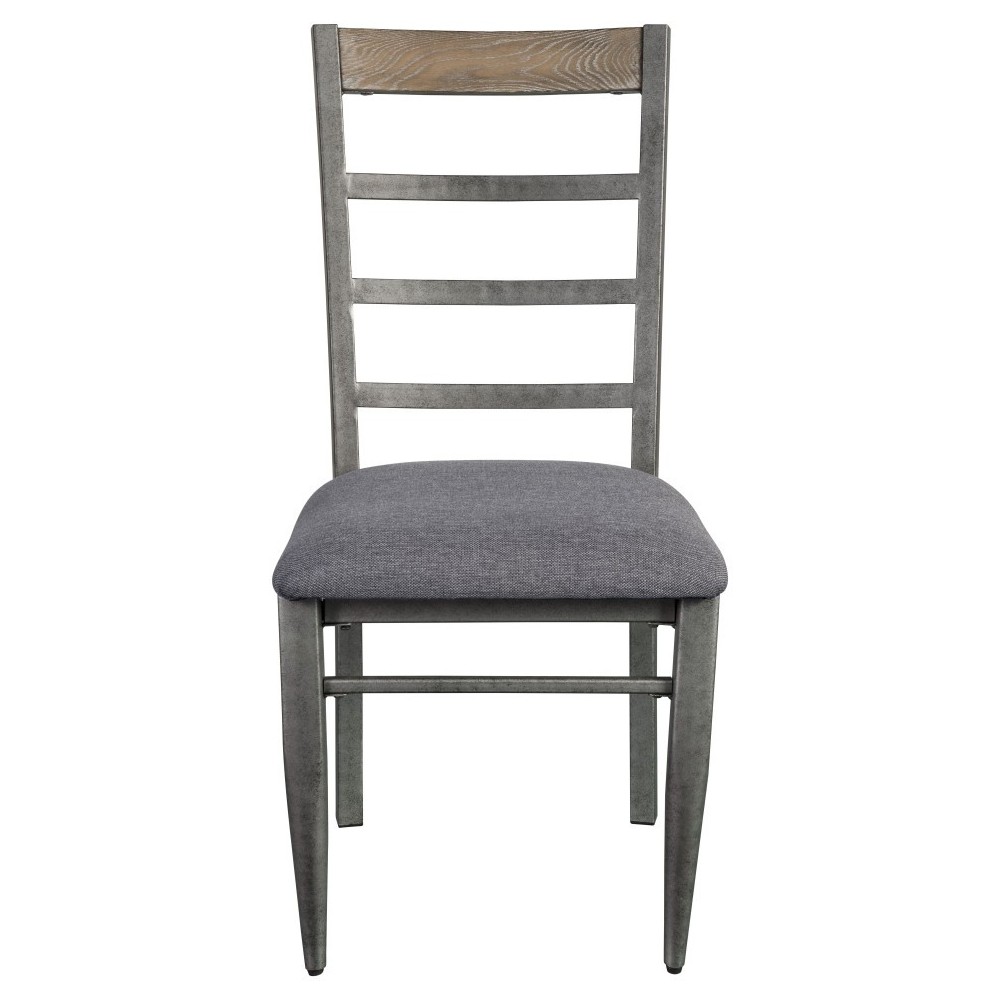 ACME Ornat Side Chair (Set-2), Gray Fabric & Antique Gray