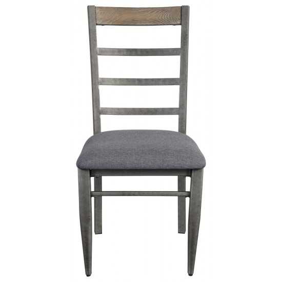 ACME Ornat Side Chair (Set-2), Gray Fabric & Antique Gray