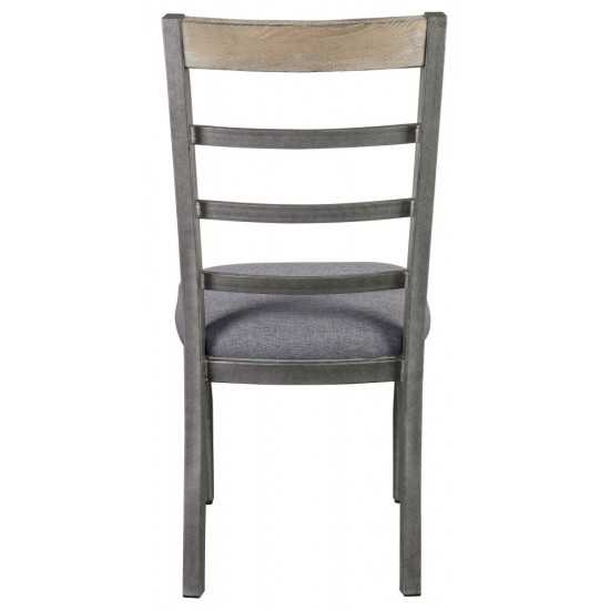 ACME Ornat Side Chair (Set-2), Gray Fabric & Antique Gray