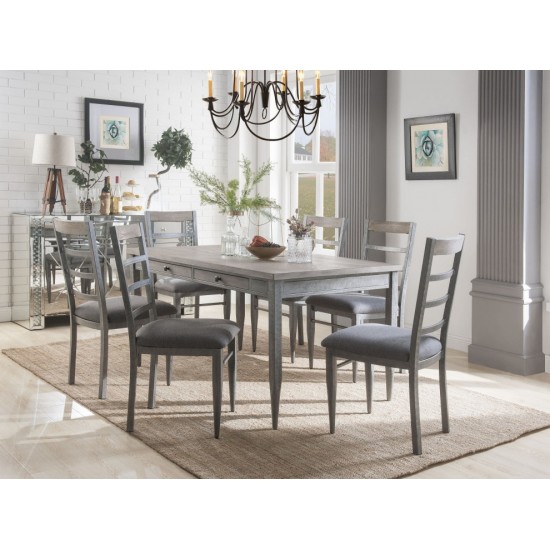 ACME Ornat Side Chair (Set-2), Gray Fabric & Antique Gray