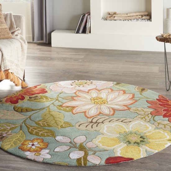 Nourison Fantasy FA18 Area Rug, Aqua, 5'6" x Round