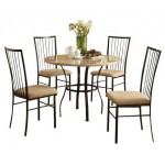 ACME Darell 5Pc Pack Dining Set, Faux Marble & Microfiber