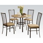 ACME Darell 5Pc Pack Dining Set, Faux Marble & Microfiber