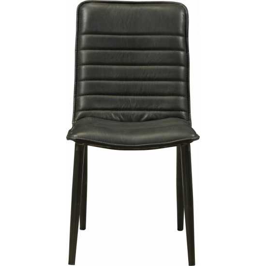 ACME Hosmer Side Chair (Set-2), Black Top Grain Leather & Antique Black