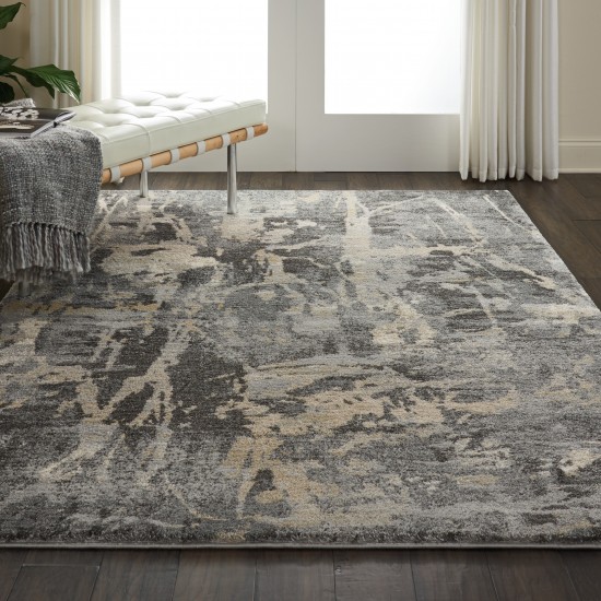Nourison Fusion FSS10 Area Rug, Grey, 5'3" x 7'3"