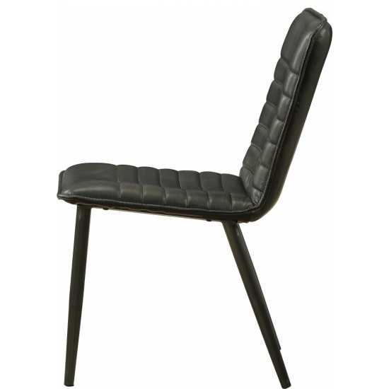 ACME Hosmer Side Chair (Set-2), Black Top Grain Leather & Antique Black