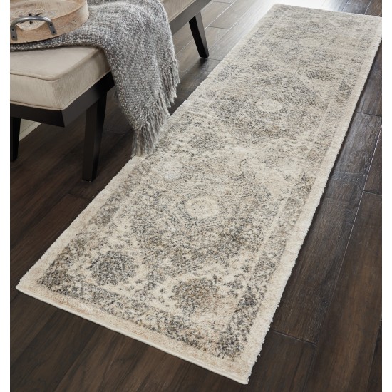 Nourison Fusion FSS11 Runner Rug, Cream/Grey, 2'2" x 7'6"