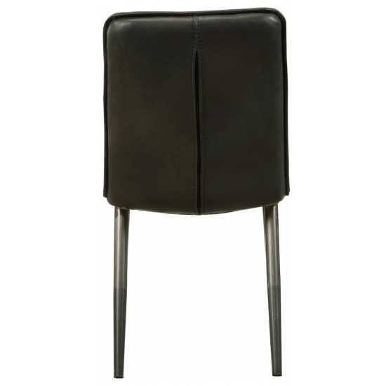 ACME Hosmer Side Chair (Set-2), Black Top Grain Leather & Antique Black