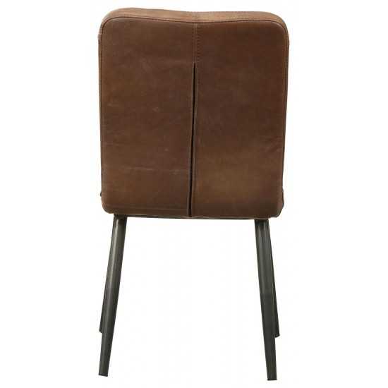 ACME Millertton Side Chair (Set-2), Vintage Chocolate Top Grain Leather & Antique Black