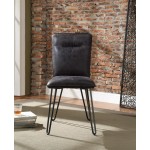 ACME Orchards Side Chair (Set-2), Antique Ebony Top Grain Leather & Antique Black