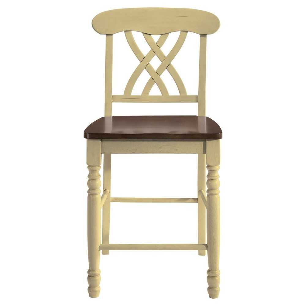 ACME Dylan Counter Height Chair (Set-2), Buttermilk & Oak